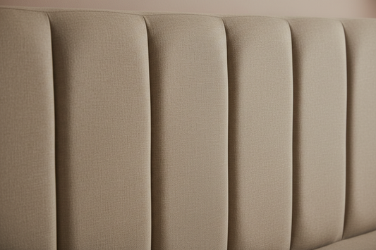 Linen headboard panel detail