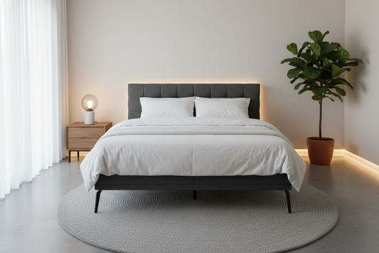 Flat bed position with white bedding