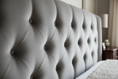Velvet headboard close-up detail