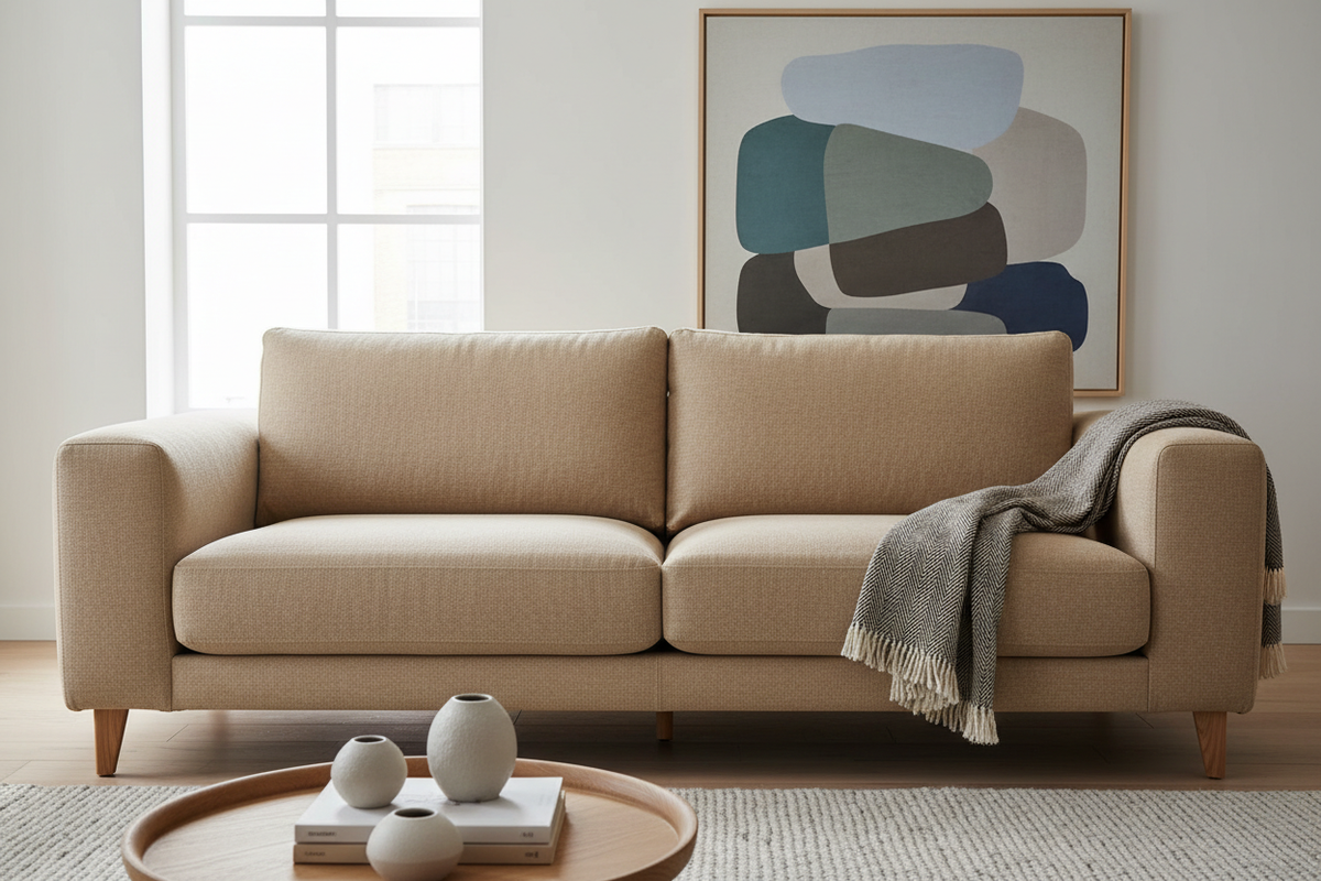 Novera Linen Sofa Bed in sofa position
