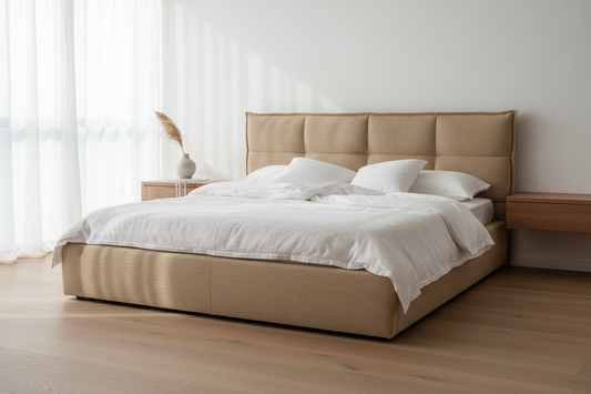 Novera Upholstered Panel Bed front view