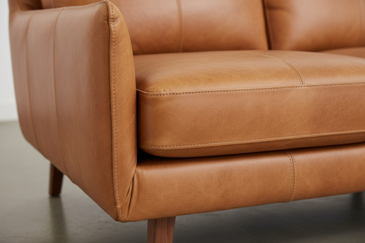 Leather texture and stitching detail