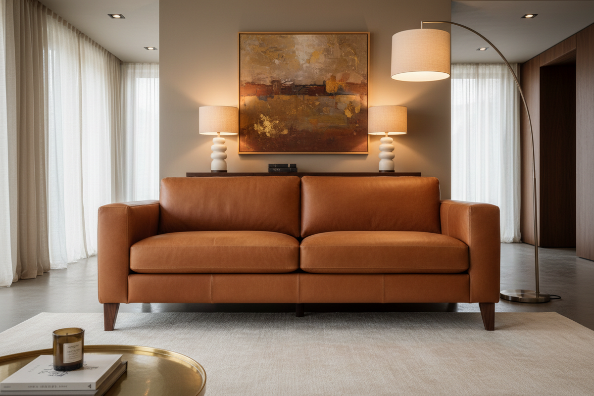 Novera Leather 2-Seater Sofa front view