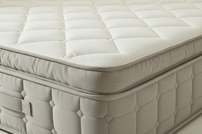 Close-up of the quilted cover and piping on the Novera Essential Pocket Sprung Mattress