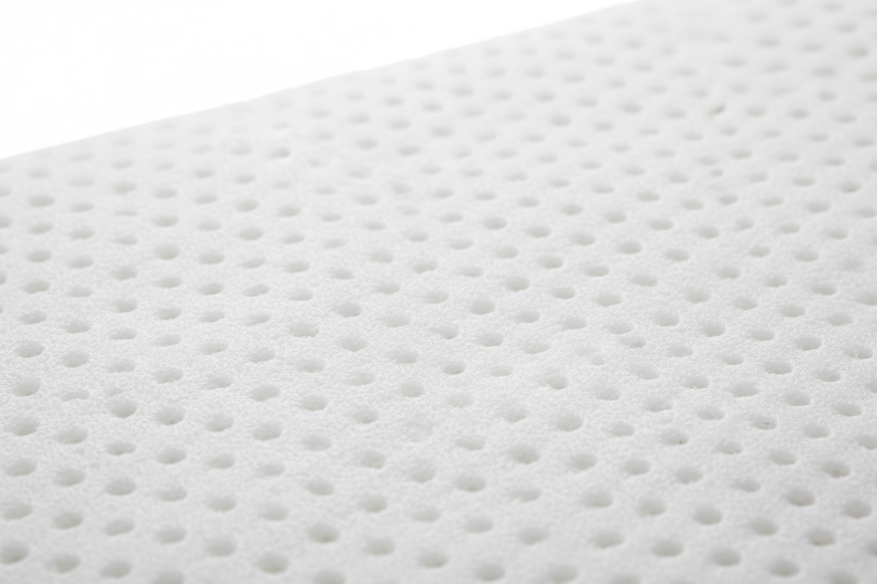 Natural latex topper close-up showing pinhole texture