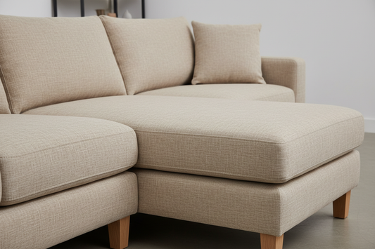 Natural linen fabric and cushion detail