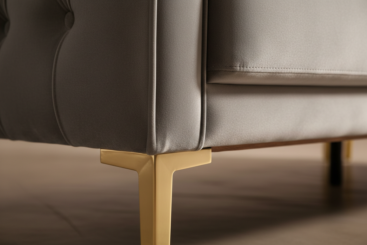 Velvet fabric and gold leg detail