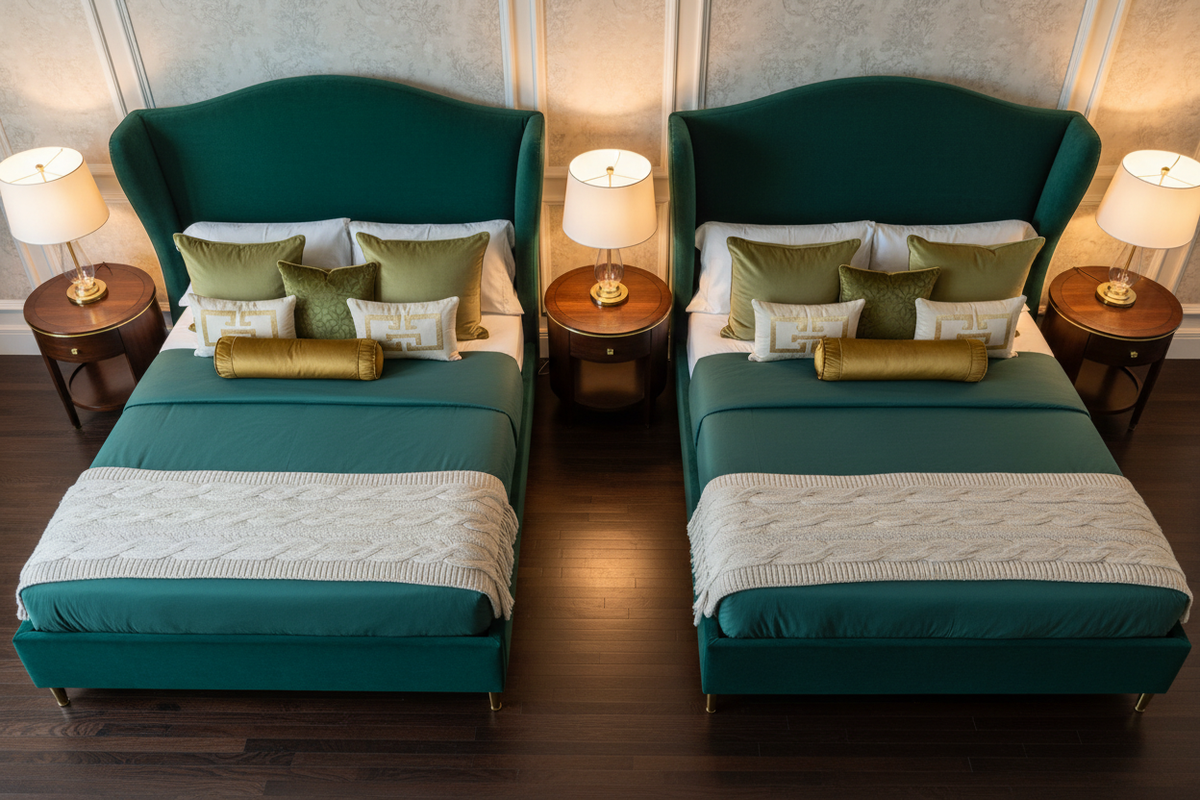 Top-down bedroom styling view