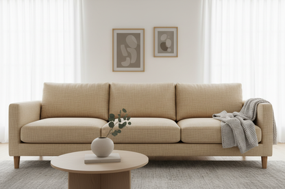 Novera Linen 3-Seater Sofa front view