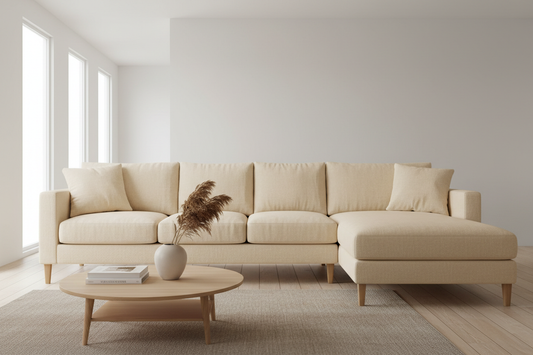 Novera Linen Corner Sofa 4 Seat front view