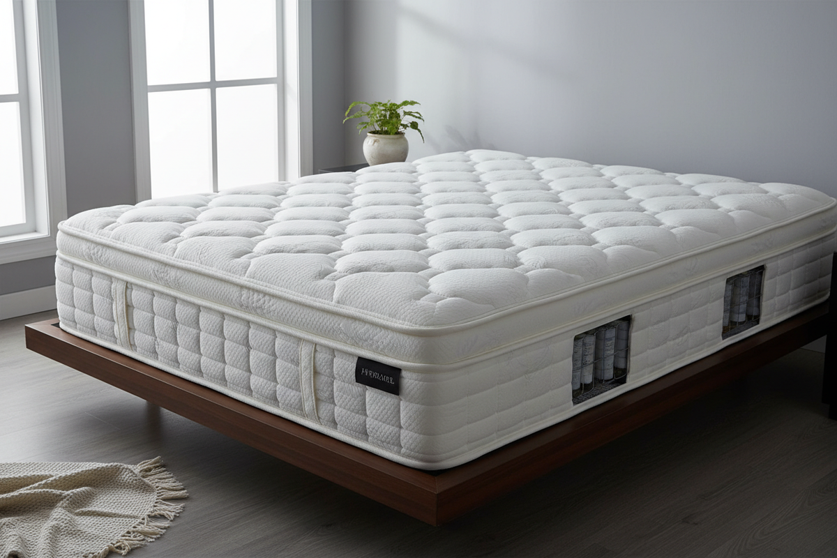 Novera Hybrid Mattress on bed frame