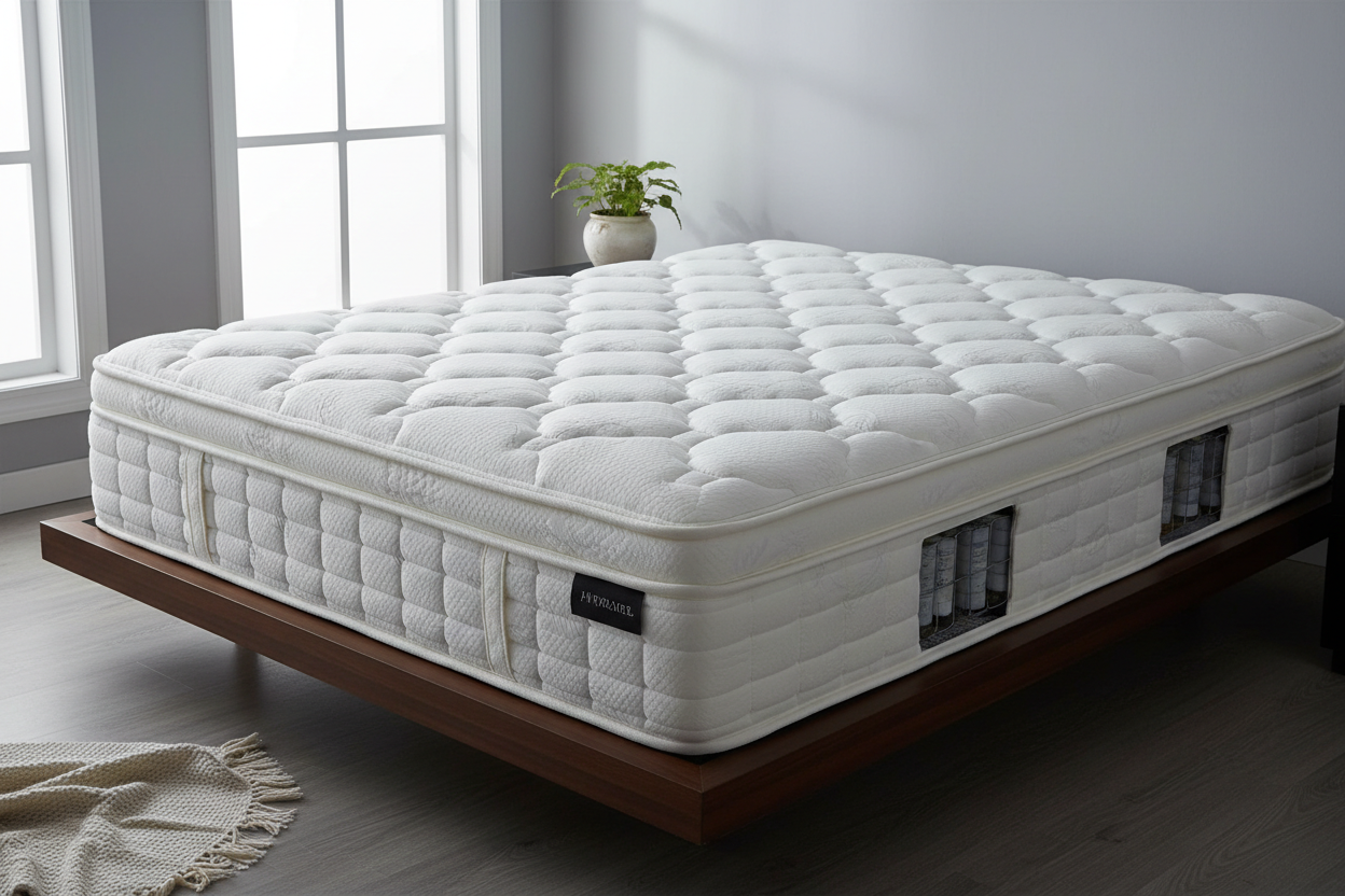 Novera Hybrid Mattress on bed frame