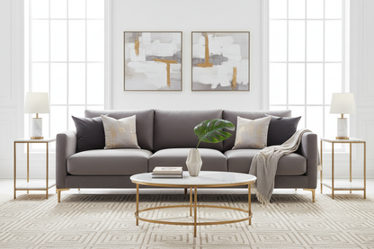 Novera Velvet 3-Seater Sofa front view