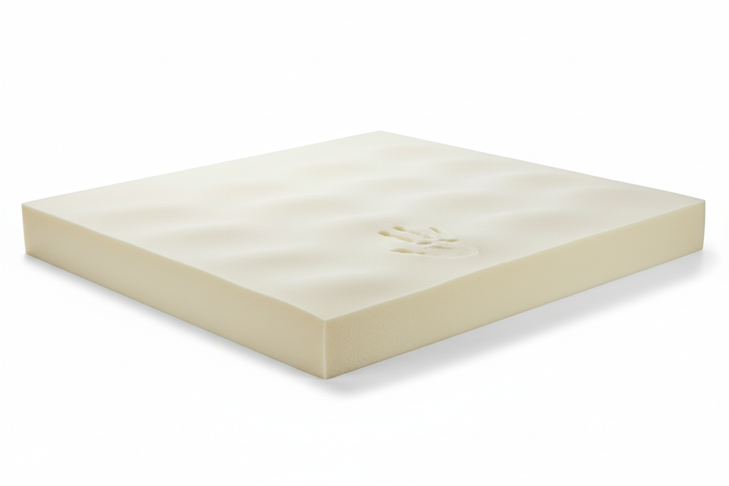 Memory foam mattress topper flat lay showing thickness