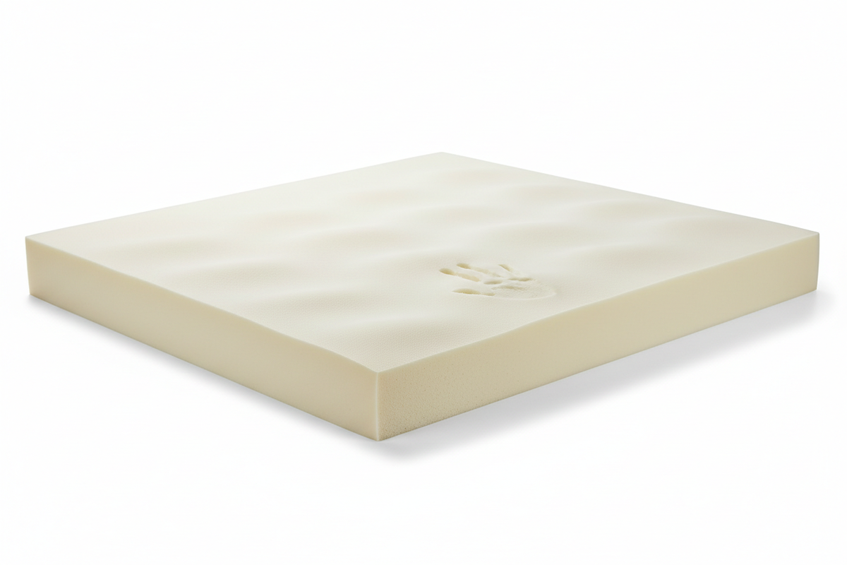 Memory foam mattress topper flat lay showing thickness
