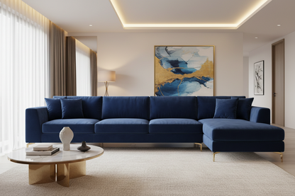 Novera Velvet Corner Sofa 3 Seat front view
