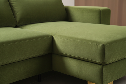 Sage green velvet fabric detail
