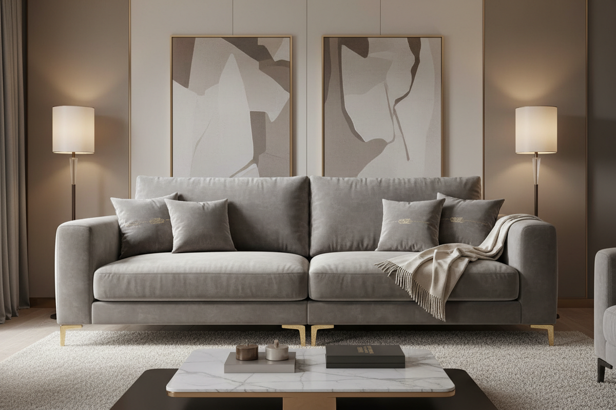 Novera Velvet Sofa Bed in sofa position