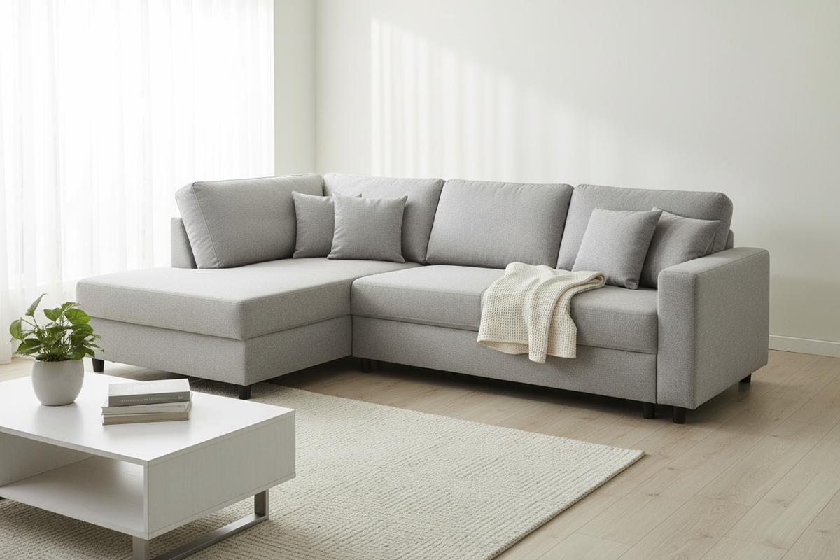 Novera L-Shape Corner Sofa Bed in sofa position