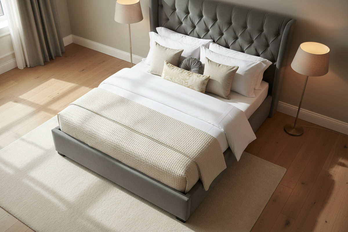 Top-down bedroom styling view