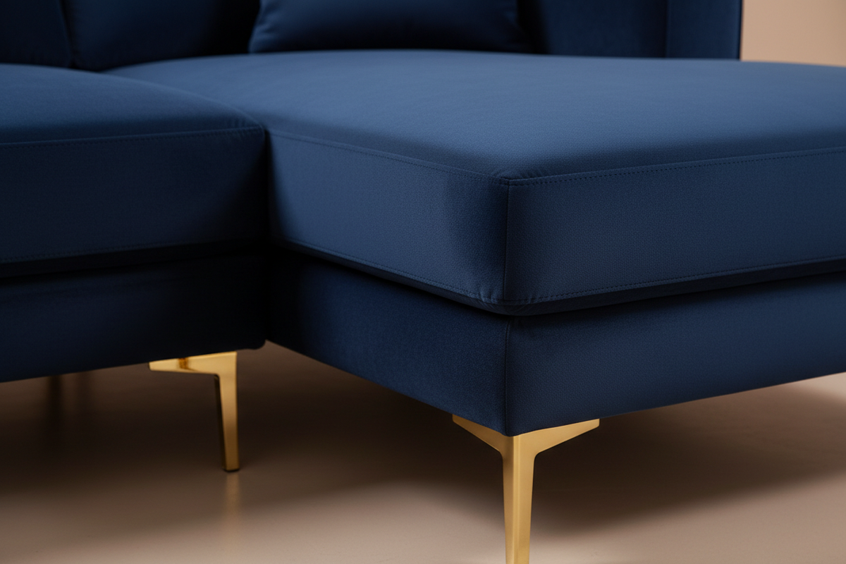 Navy velvet fabric and cushion detail