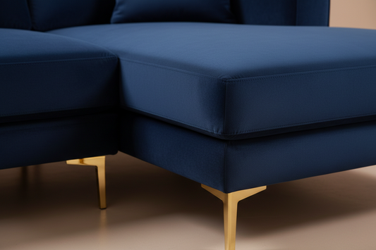 Navy velvet fabric and cushion detail