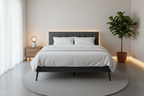Flat bed position with white bedding
