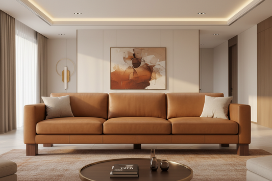 Novera Leather 3-Seater Sofa front view