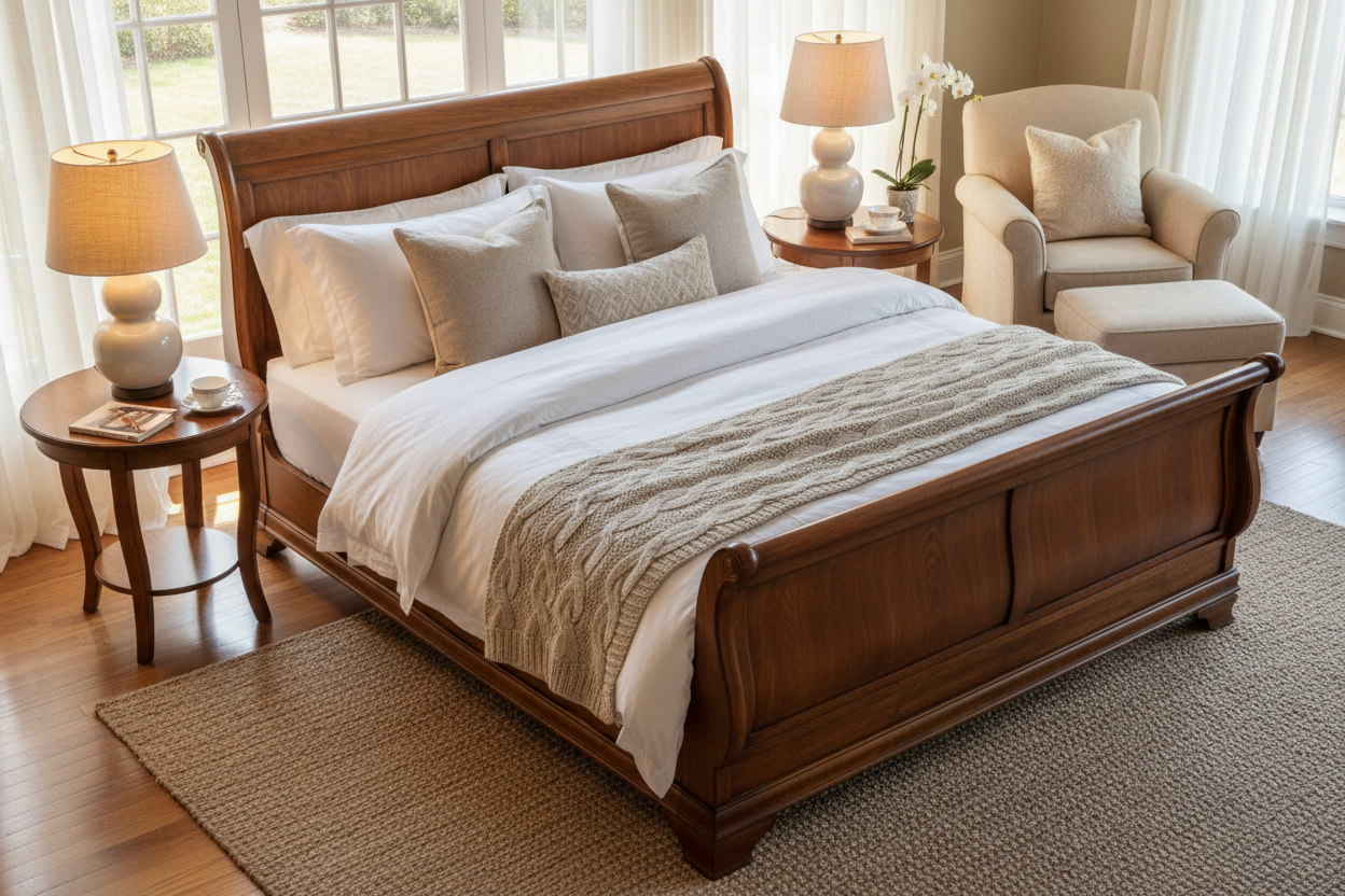 Top-down bedroom styling view